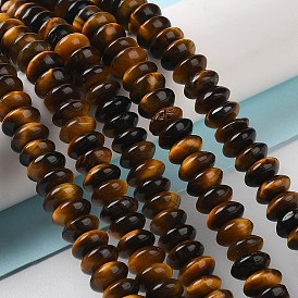 Natural Tiger Eye Beads Strands, Saucer Beads, Rondelle