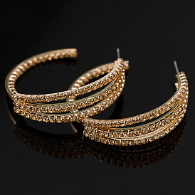 Fashionable Exaggerated Diamond Inlaid Earrings - Trendy and Stylish Ear Decor.