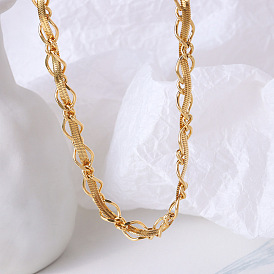 Marka Hip Hop Gold Blade Chain Necklace and Bracelet Set - Minimalist Street Style Jewelry