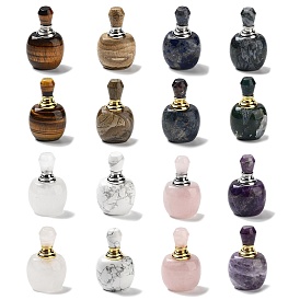 Natural Gemstone Dropper Bottles, with 304 Stainless Steel Findings, SPA Aromatherapy Essemtial Oil Empty Bottle