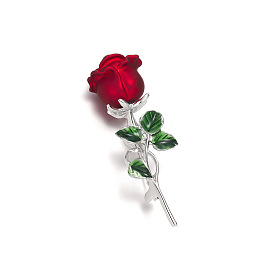 Flower Alloy and Imitation Pearl Brooch, Enamel Plant Series Brooch