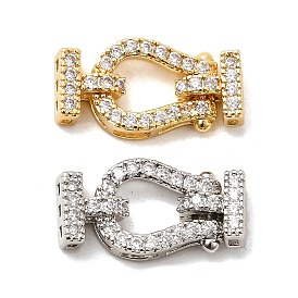 Латунное микропейв, прозрачный кубический цирконий, складные застежки, U-образный