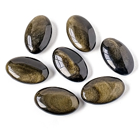 Oval Natural Golden Sheen Obsidian Healing Massage Palm Stones, Pocket Worry Stone, for Anxiety Stress Relief Therapy