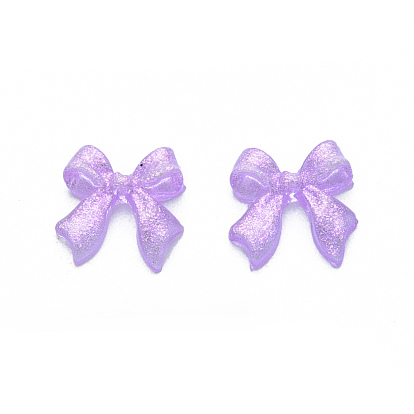 Resin Cabochons, with Glitter Powder, Bowknot