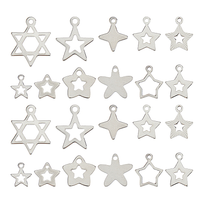 200 шт 10 стили 201 подвески из нержавеющей стали, лазерная резка, звезда