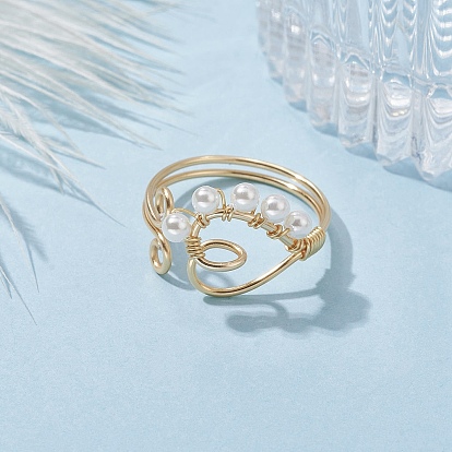 Открытое кольцо с натуральным культивированным пресноводным жемчугом, обернутым медной проволокой, кольцо-манжета в форме сердца для женщин