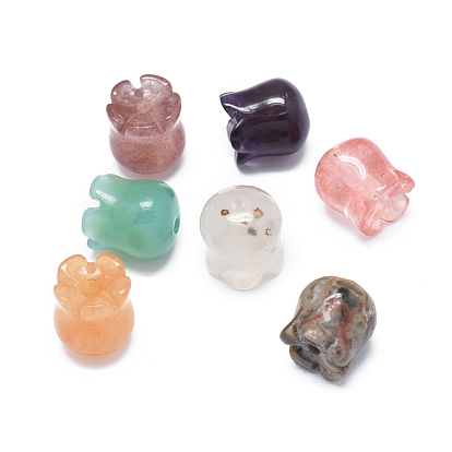 Perles de pierre mixtes naturelles et synthétiques, fleur
