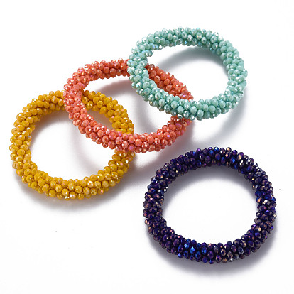 Граненые непрозрачные стеклянные бусины с покрытием цвета ab, эластичные браслеты, женские модные украшения ручной работы