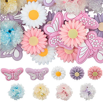 Наборы для изготовления украшений своими руками, включая силиконовые и смоляные бусины, цветок и бабочка