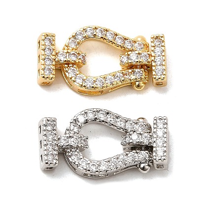 Латунное микропейв, прозрачный кубический цирконий, складные застежки, U-образный