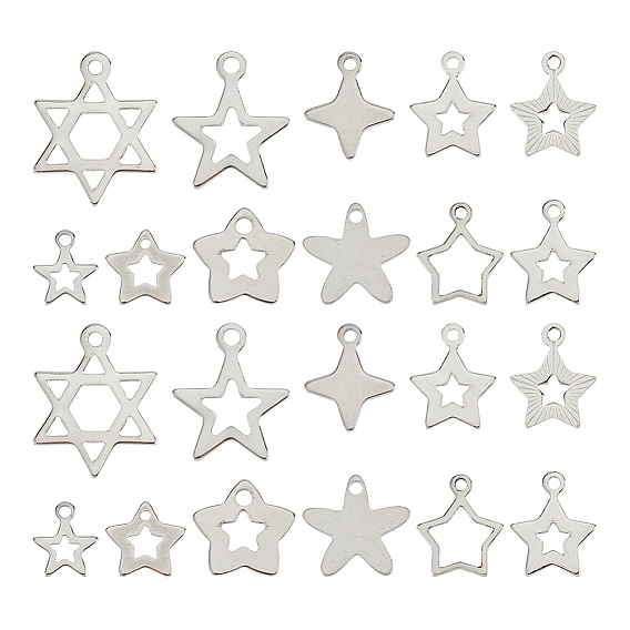 200 шт 10 стили 201 подвески из нержавеющей стали, лазерная резка, звезда