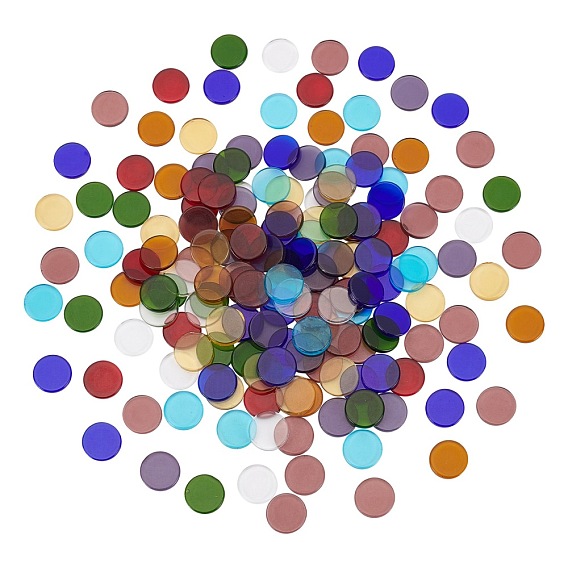 Glass Mosaic Tiles, for Home Decoration Crafts Jewelry Making, Flat Round
