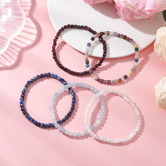 Браслеты из натуральных драгоценных камней и бусин для женщин, кубические