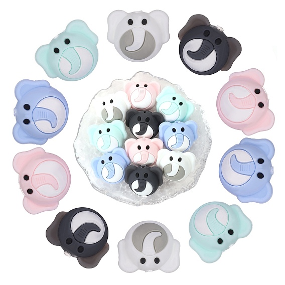 10Pcs 5 Styles Elephant Silicone Beads