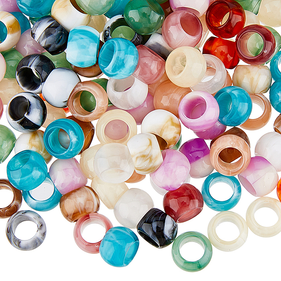 300шт. 3 пакетики двухцветные непрозрачные акриловые европейские бусины, бусины с большим отверстием, рондель