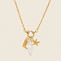 Ocean 304 Stainless Steel Boot Starfish Pendant Necklaces with Imitation Pearl, White