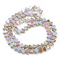 Half Rainbow Plated Electroplate Transparent Glass Beads Strands, Fan
