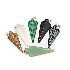 Natural & Synthetic Mixed Stone Pendants, with Stainless Steel Snap On Bails, Arrowhead