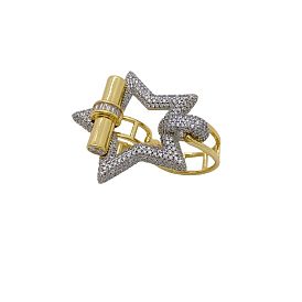 Кольца из латуни с микропаве, прозрачные кольца с кубическим цирконием, звезда, платиной и золотом