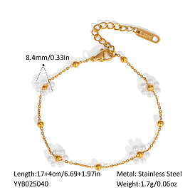 Браслеты-цепочки из плетеных цветочных звеньев из нержавеющей стали для женщин, золотые