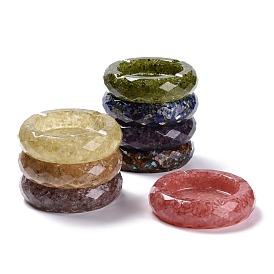 Cenicero de resina con piedras preciosas naturales, decoración de mesa de oficina en casa, plano y redondo