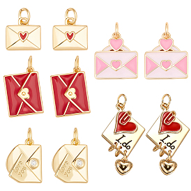 10шт. 5 стили, подвески из латуни с гальваническим покрытием и соединительным кольцом, с эмалью/кубическим цирконием