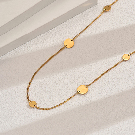 Длинные ожерелья из нержавеющей стали с геометрическими дисками и овальными звеньями для женщин