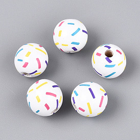 Окрашенные распылением деревянные бусины Schima, печатные бисера, круглые