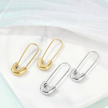 304 серьги-кольца Huggie Hoop с подвесками в виде английской булавки из нержавеющей стали для женщин, с 316 ушными шпильками из хирургической нержавеющей стали, ионное покрытие (ip)