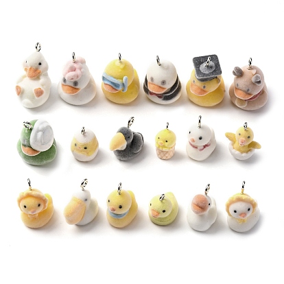 Кулоны из флокированной смолы, утка, с железной платиной петлей