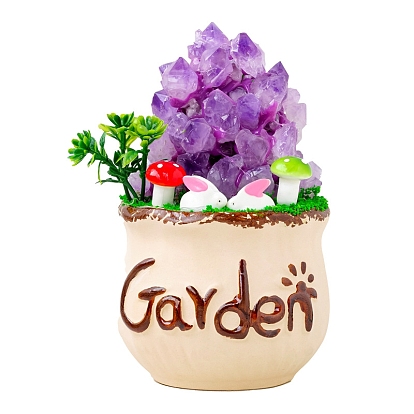 Натуральный аметистовый соцветие бонсай, фигурка для украшения дома, энергетический камень рейки для исцеления