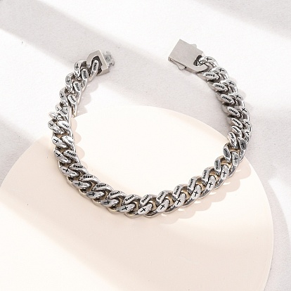 304 Браслеты из нержавеющей стали с гравировкой в виде перевернутого креста с изображением зверя и христианского символа, кубинские звенья, для женщин и мужчин