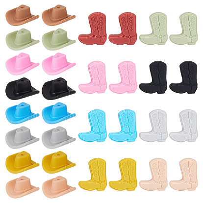32шт. 16 стили ковбойская тематика пищевые экологически чистые силиконовые бусины, сапоги и шляпа
