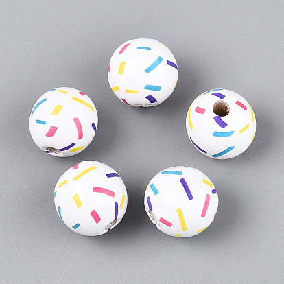 Окрашенные распылением деревянные бусины Schima, печатные бисера, круглые