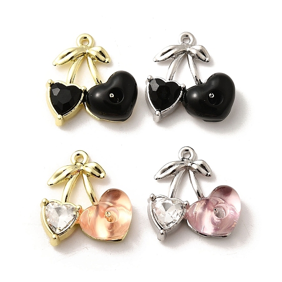 Подвески из сплава , вишня, смолой и горный хрусталь, стойки покрытие, без свинца, без кадмии и без никеля