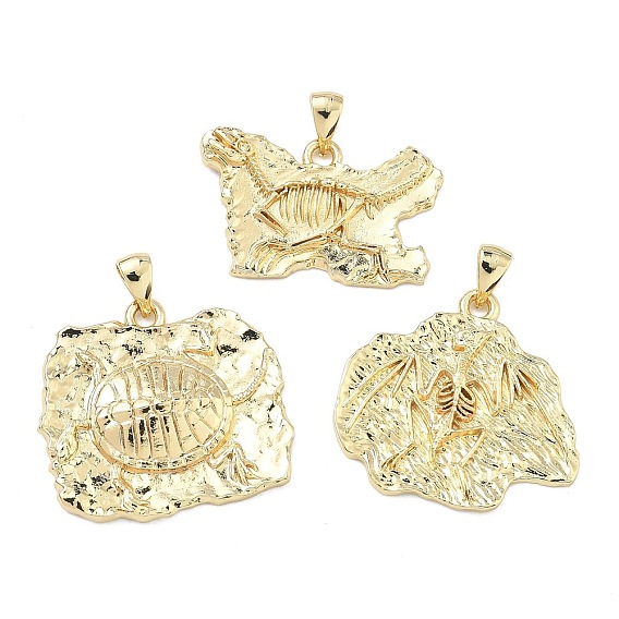 Латунные подвески, окаменелые амулеты, без свинца и без кадмия, долговечный, стойки покрытие, реальный 18 k позолоченный