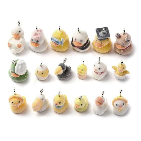 Кулоны из флокированной смолы, утка, с железной платиной петлей