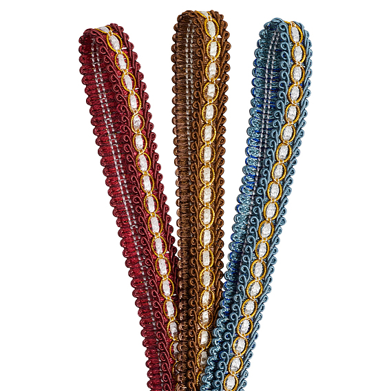 9m 3 colores poliéster ciempiés trenzado ondulado cinta, cinta de jacquard, cinta tirolesa, accesorios de la ropa