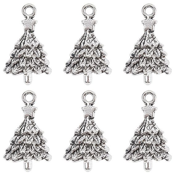 60 шт. Подвески из сплава в тибетском стиле, без свинца и без кадмия, рождественская елка, на Рождество