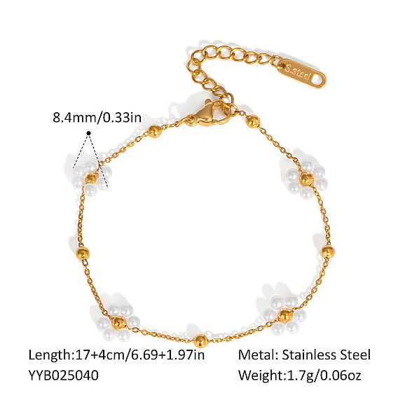 Браслеты-цепочки из плетеных цветочных звеньев из нержавеющей стали для женщин, золотые