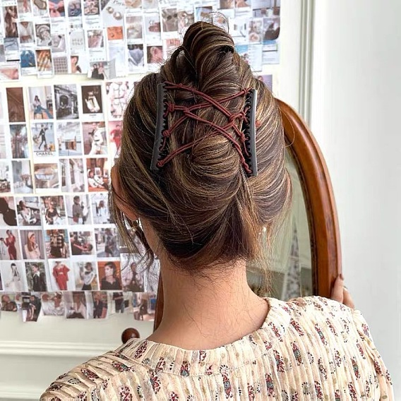 Peigne à cheveux élastique à double rangée pour coiffure paresseuse et coiffure en arrière avec accessoires pour cheveux à la mode