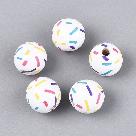 Окрашенные распылением деревянные бусины Schima, печатные бисера, круглые