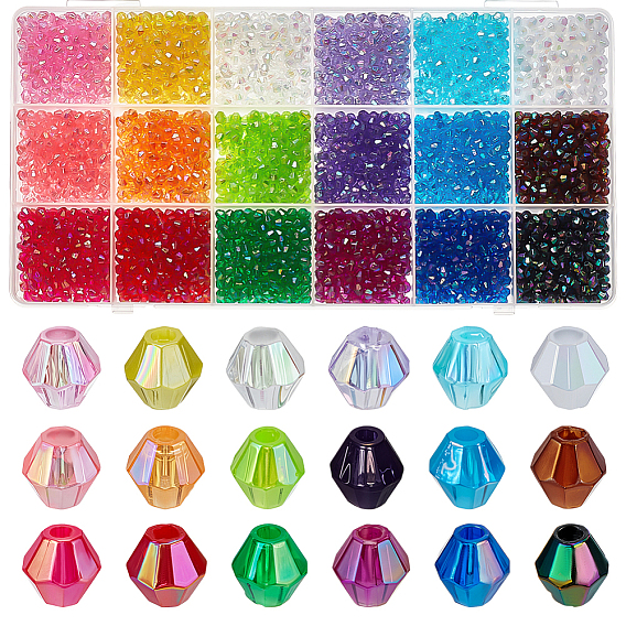 3600шт 18 цвета биконус ab цветное покрытие экологически чистые прозрачные акриловые бусины, граненые