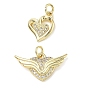 Brass with Crystal Rhinestone Pendants, Heart/Wing Charms
