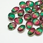 Pointed Back Glass Rhinestone Cabochons, Imitation Tourmaline, Faceted, Oval