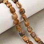 Natural Picture Jasper Beads Strands, Faceted Square, with Seed Beads