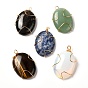 Natural & Synthetic Gemstone Pendants, with Real 18K Gold Plated Eco-Friendly Copper Findings, Oval