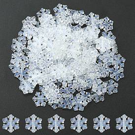 Transparent Acrylic Beads, Glitter Powder, Snowflake