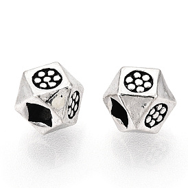 925 Sterling Silver Beads, Polygon