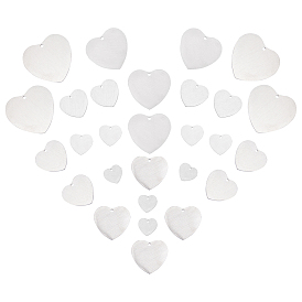 Unicraftale 28Pcs 7 Style 304 Stainless Steel Pendants, Stamping Blank Tag, Laser Cut, Double-sided Drawing Effect, Heart